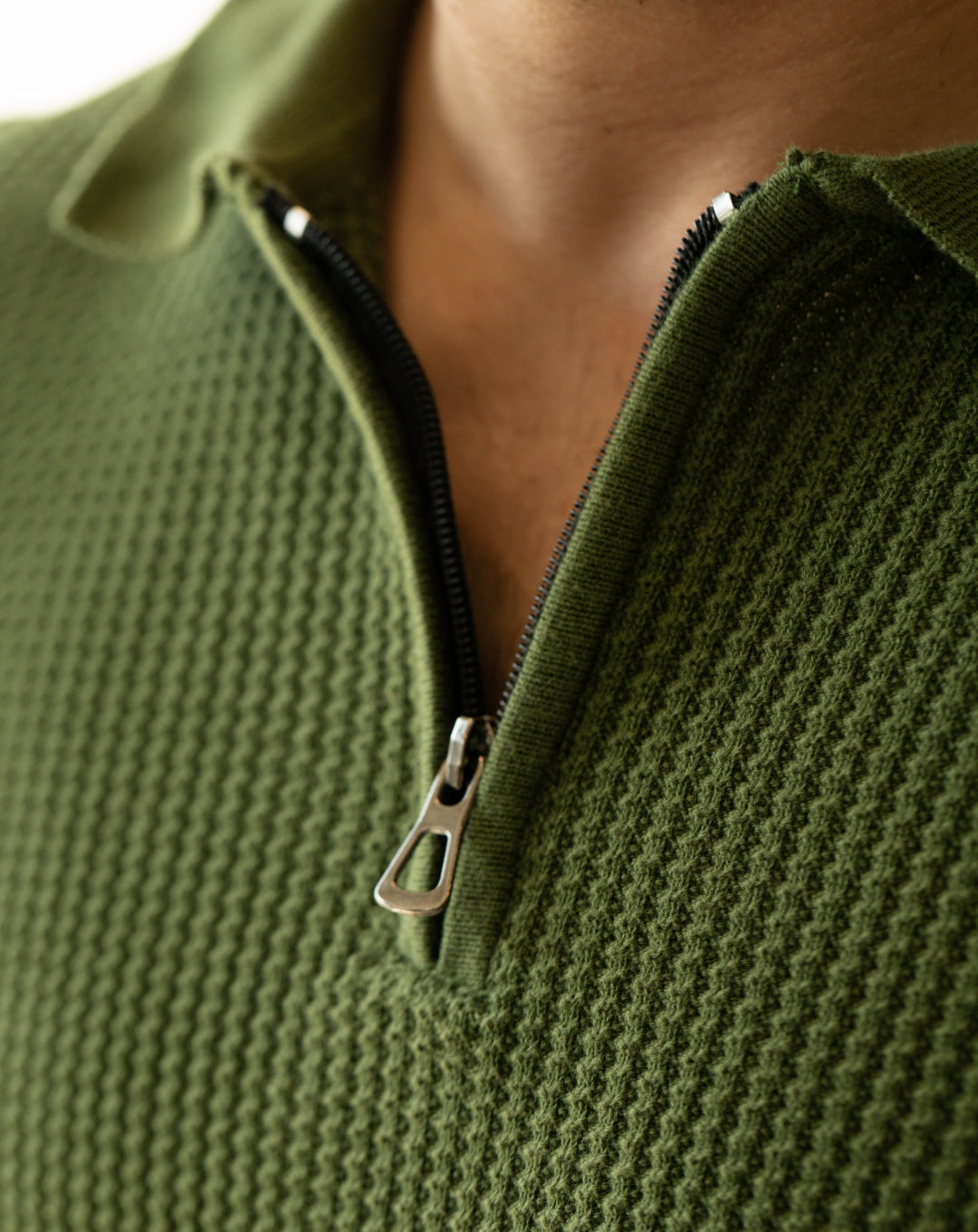Waffle Polo T Shirt | Green | Regular | Kaam Bhari