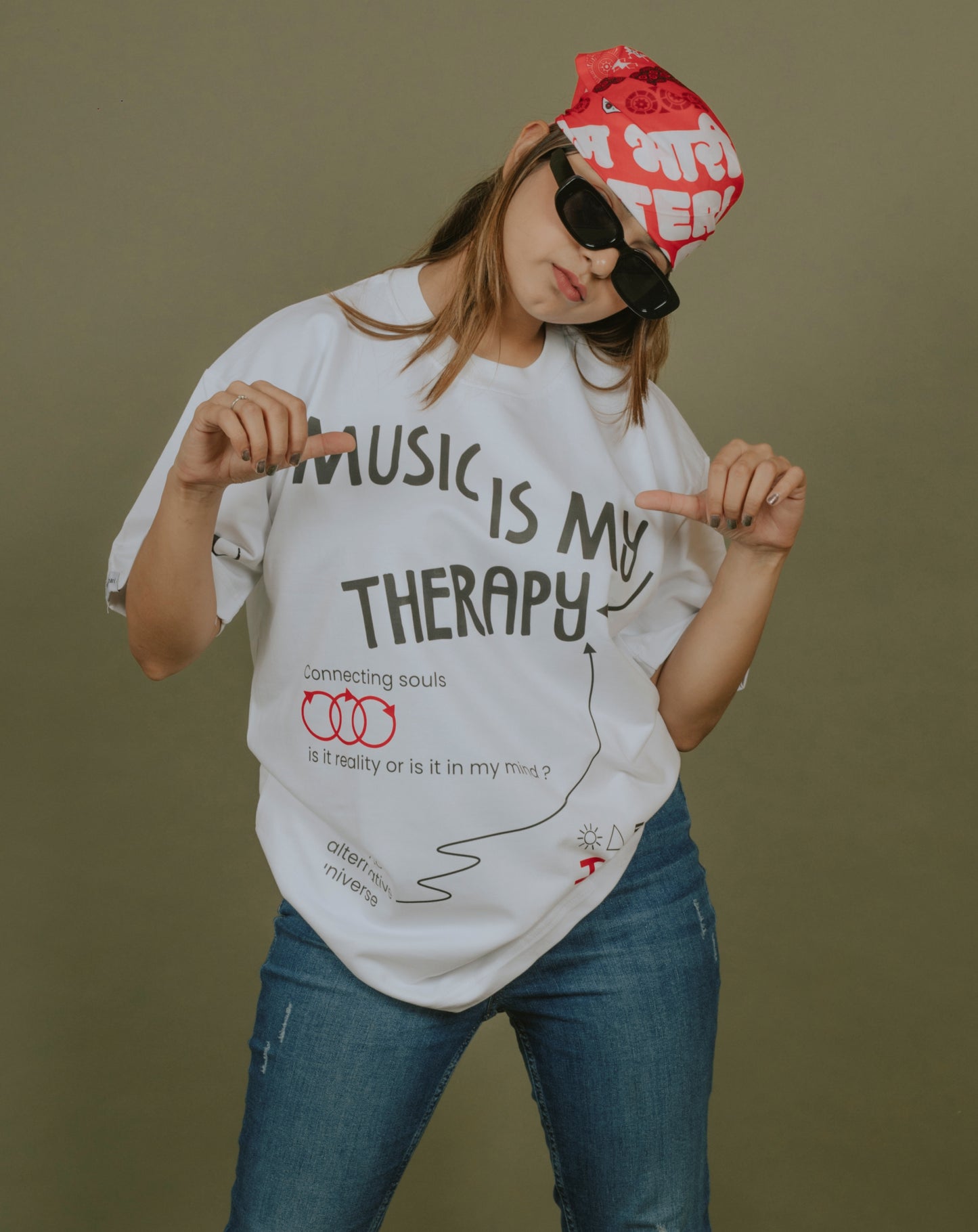 Music Is My Therapy | Over Sized T-Shirt | White | DJ Kiara