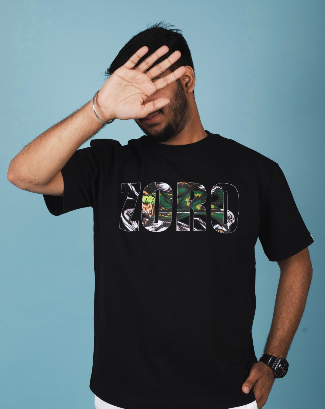 ZORO | ANIME BLACK OVERSIZE UNISEX TSHIRT | COTTON | KAAM BHARI