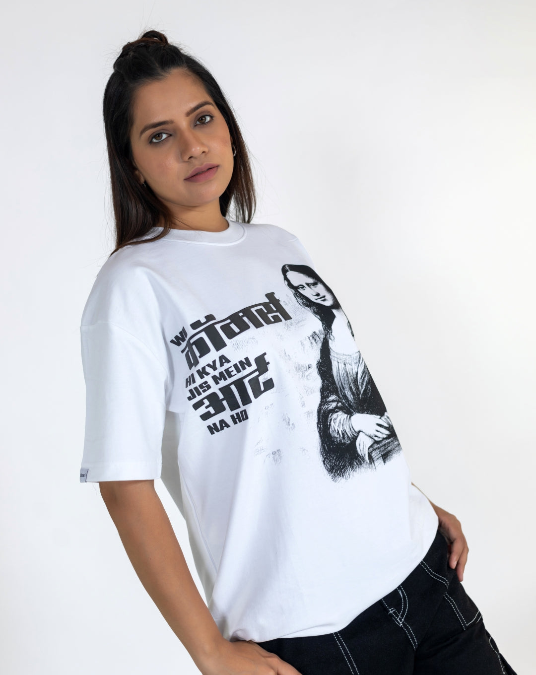 MONA LISA | WHITE | OVERSIZED UNISEX T-SHIRT