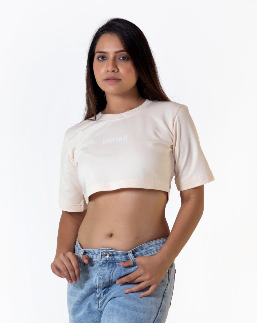 Kaam Bhari Signature Crop Top | Marshmallow | Oversize