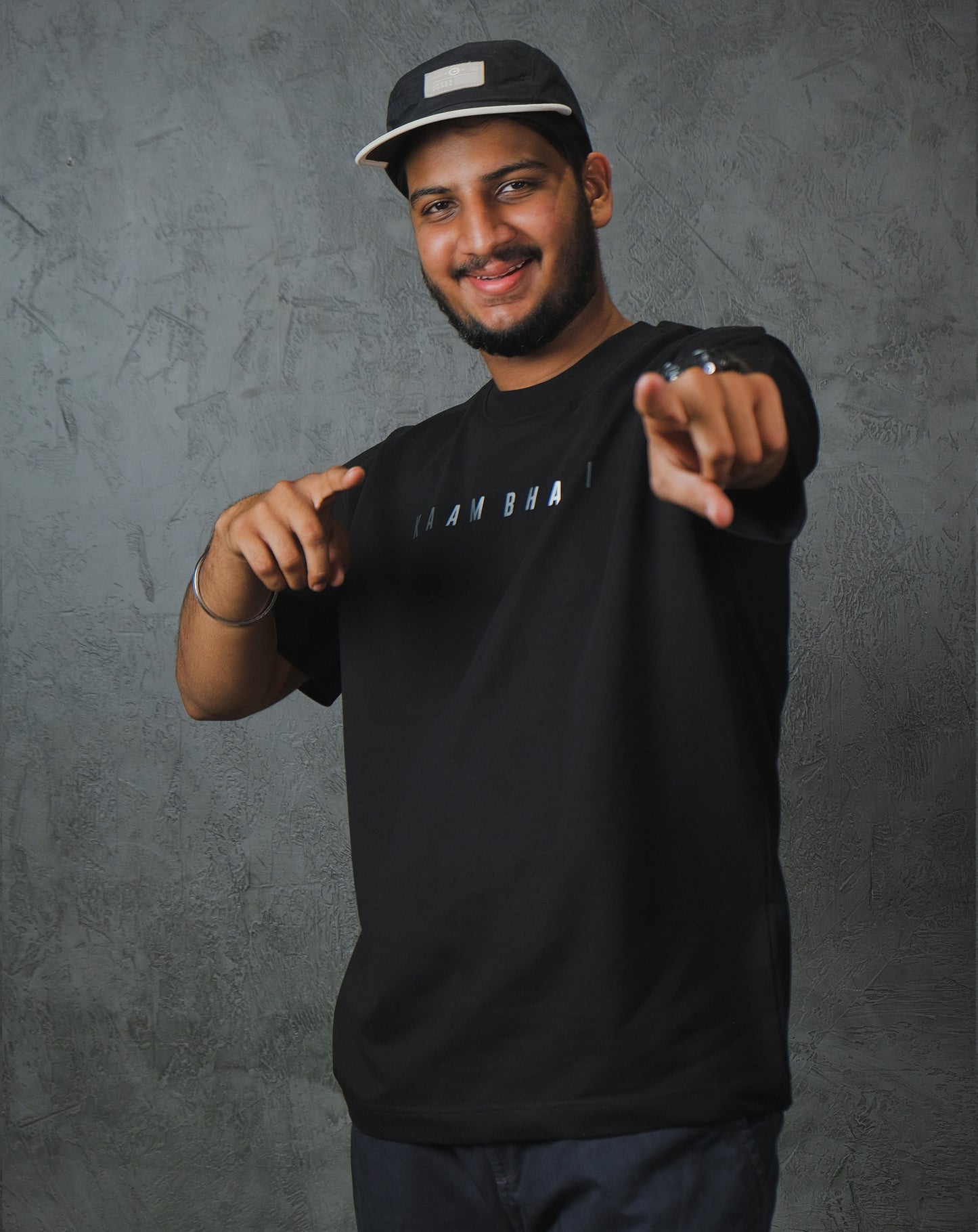 Kaam Bhari Reflective Solid | 250 GSM | Black | Oversize