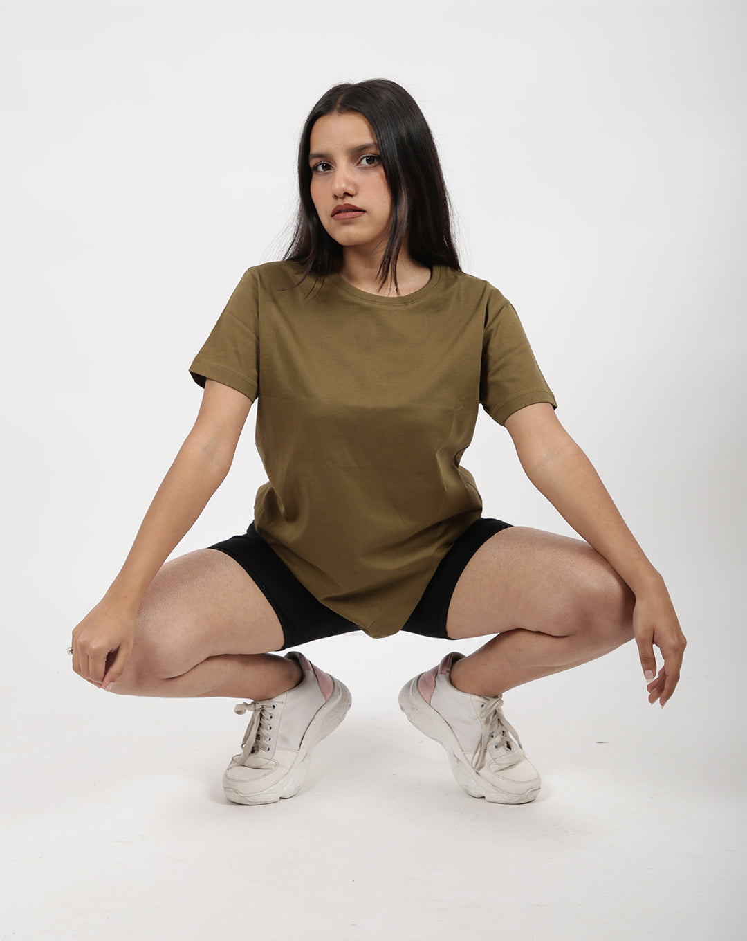 SOLID OLIVE GREEN  REGULAR FIT TSHIRT
