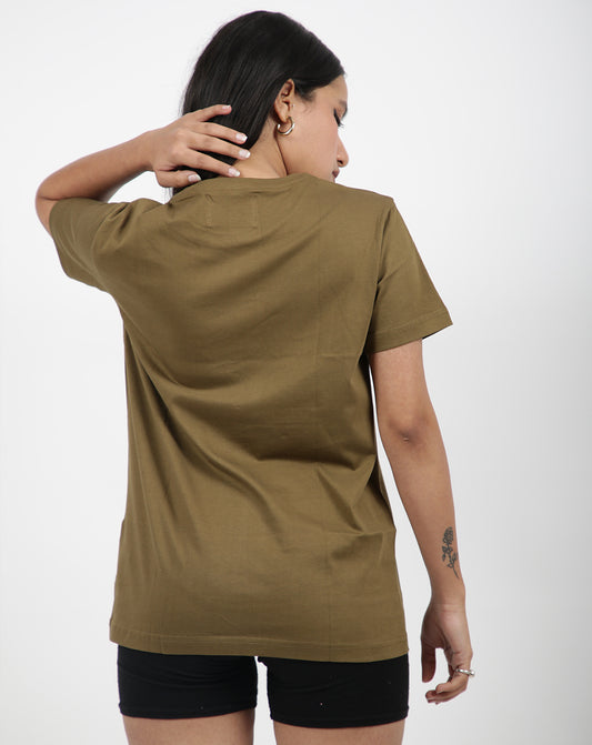 SOLID OLIVE GREEN  REGULAR FIT TSHIRT
