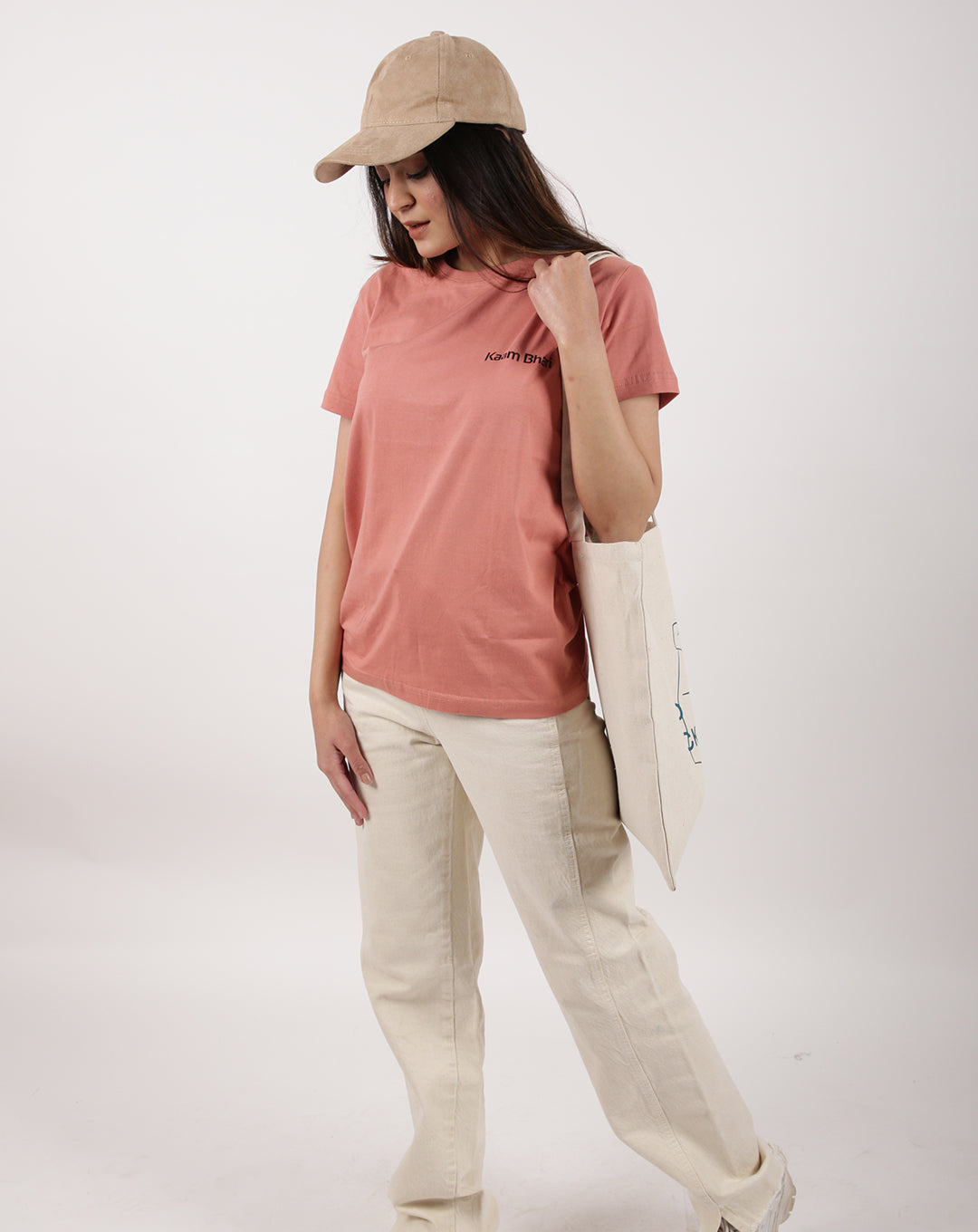 SOLID SALMON PINK REGULAR FIT T-SHIRT