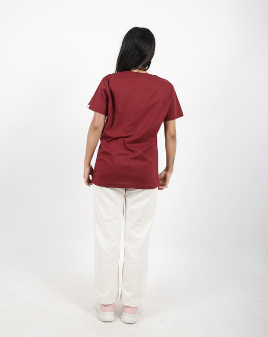 SOLID MAROON  REGULAR FIT T-SHIRT