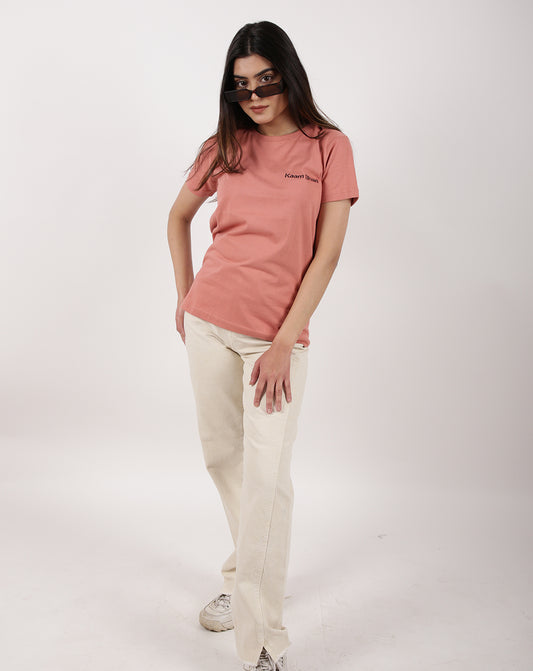 SOLID SALMON PINK REGULAR FIT T-SHIRT