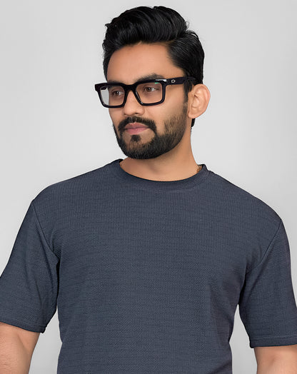 Waffle Co-Ord Set Grey T-Shirt & Shorts