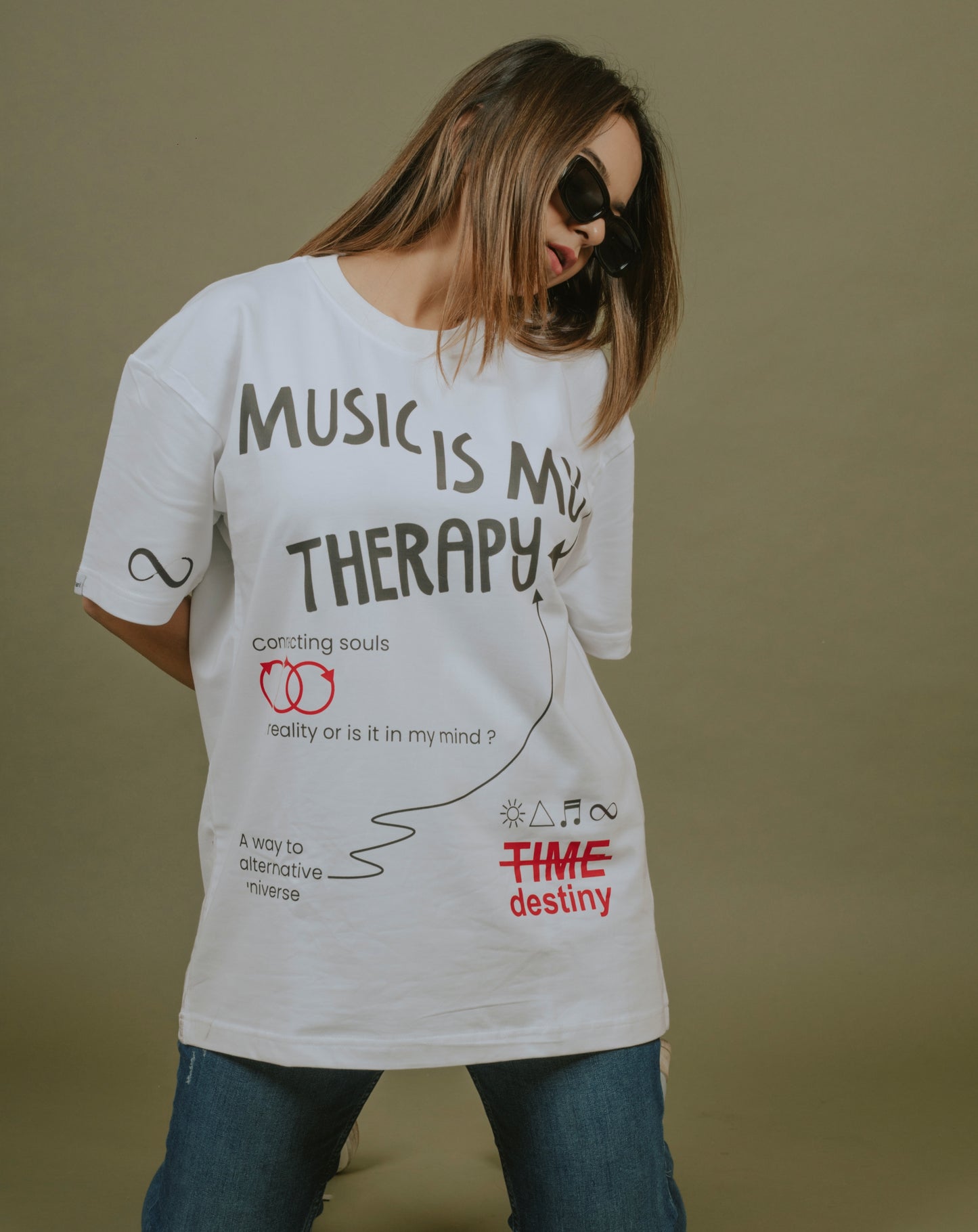 Music Is My Therapy | Over Sized T-Shirt | White | DJ Kiara