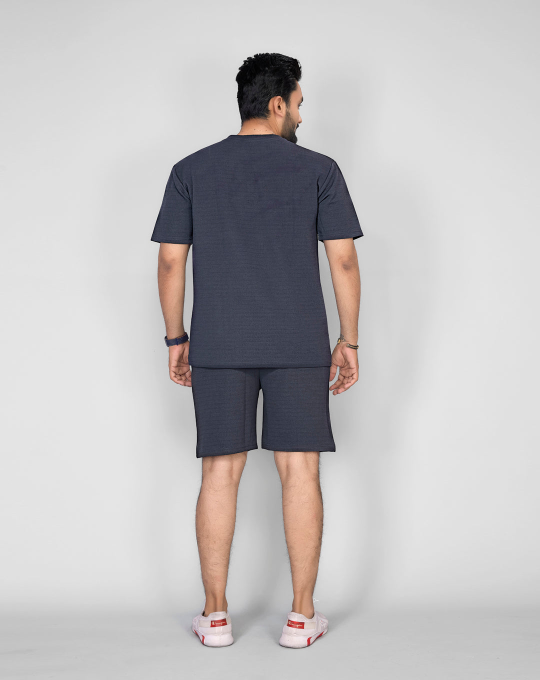 Waffle Co-Ord Set Grey T-Shirt & Shorts