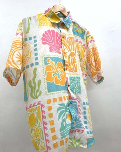 Sea Horse  | Oversize Shirt | Embroidery | Unisex | Linen
