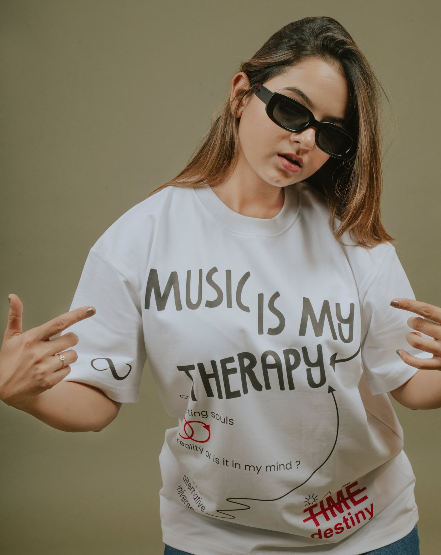 Music Is My Therapy | Over Sized T-Shirt | White | DJ Kiara