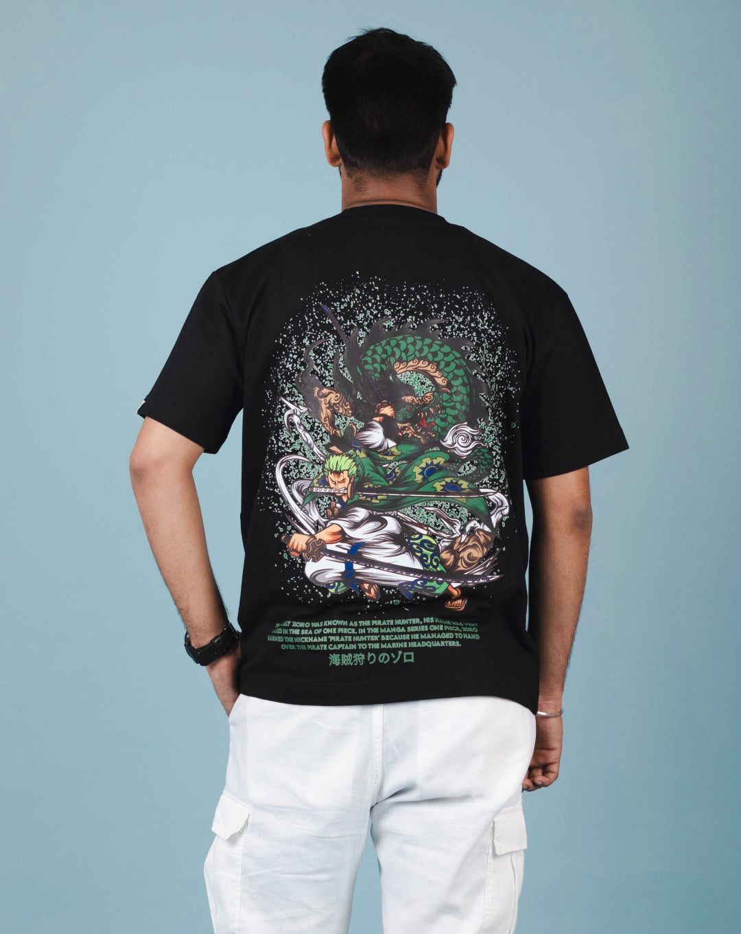 ZORO | ANIME BLACK OVERSIZE UNISEX TSHIRT | COTTON | KAAM BHARI