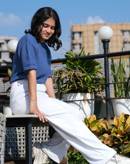 Waffle T Shirt | Blue | Regular | Kaam Bhari