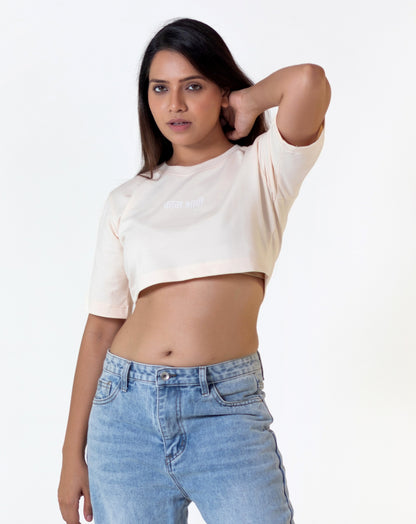 Kaam Bhari Signature Crop Top | Marshmallow | Oversize