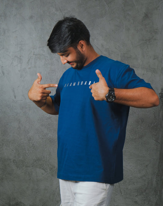 Kaam Bhari Reflective Solid | 250 GSM | Teal Blue | Over Size