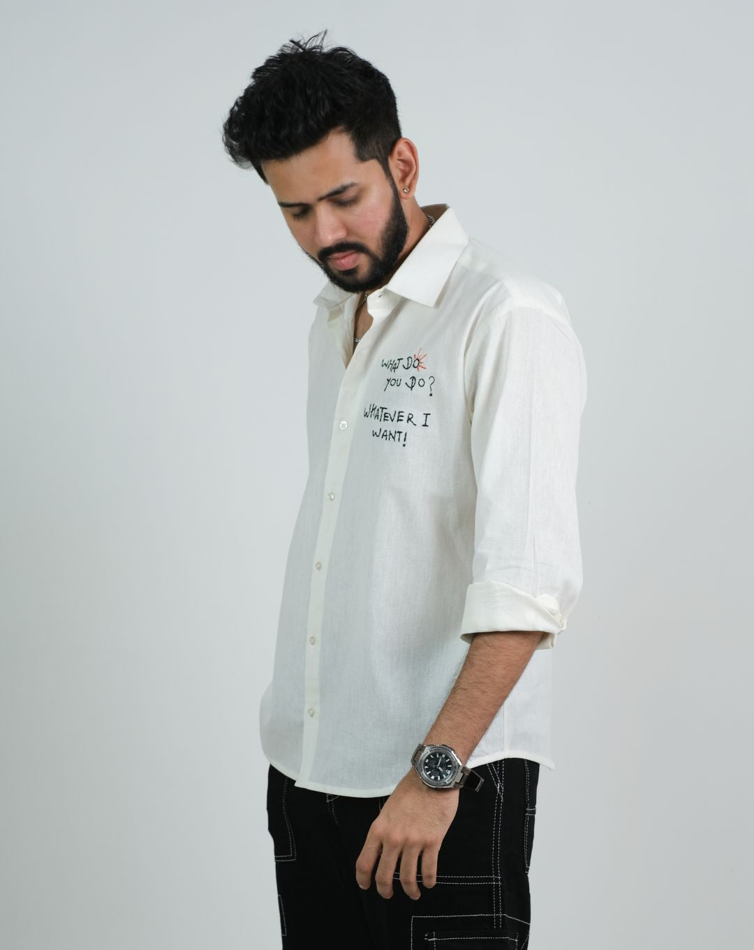 What Do You Do | Oversize Shirt | White | Unisex | Linen