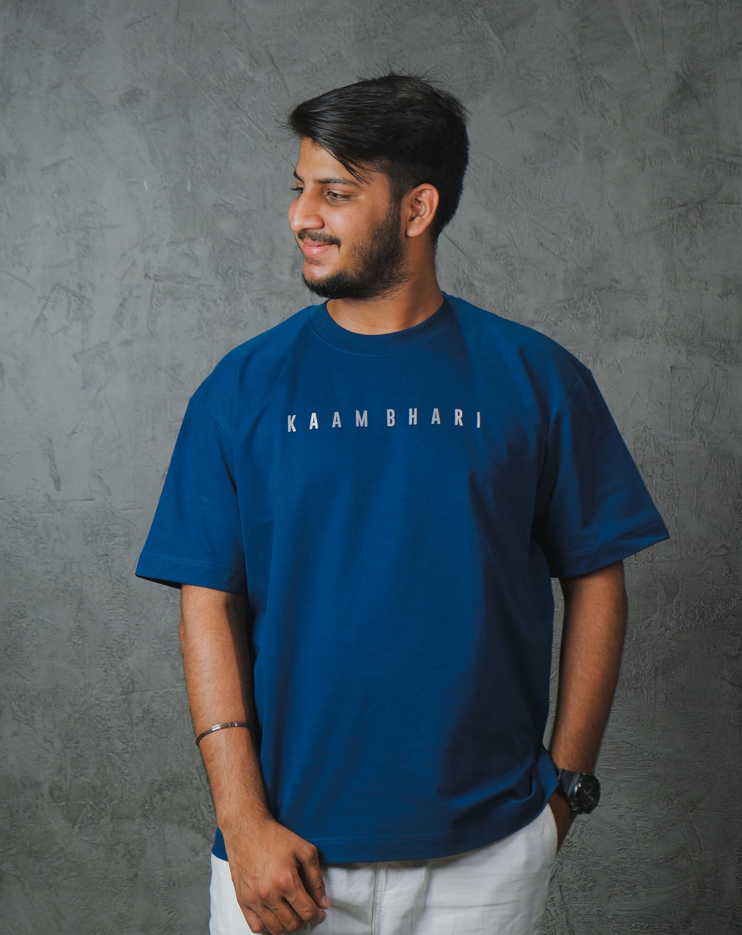 Kaam Bhari Reflective Solid | 250 GSM | Teal Blue | Over Size