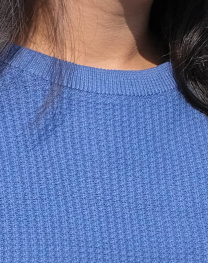 Waffle T Shirt | Blue | Regular | Kaam Bhari