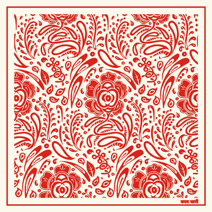 KAAM BHARI BANDHANA | 21x21 | Soft Material | RED & WHITE