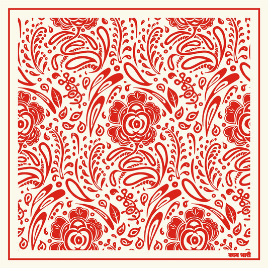 KAAM BHARI BANDHANA | 21x21 | Soft Material | RED & WHITE