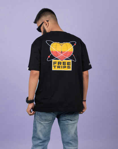 Free Trips | Over Sized T-Shirt | Black | Futurism