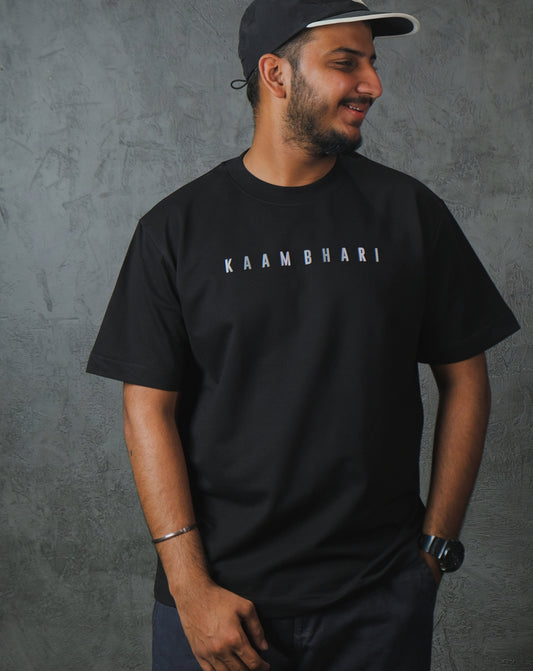Kaam Bhari Reflective Solid | 250 GSM | Black | Oversize
