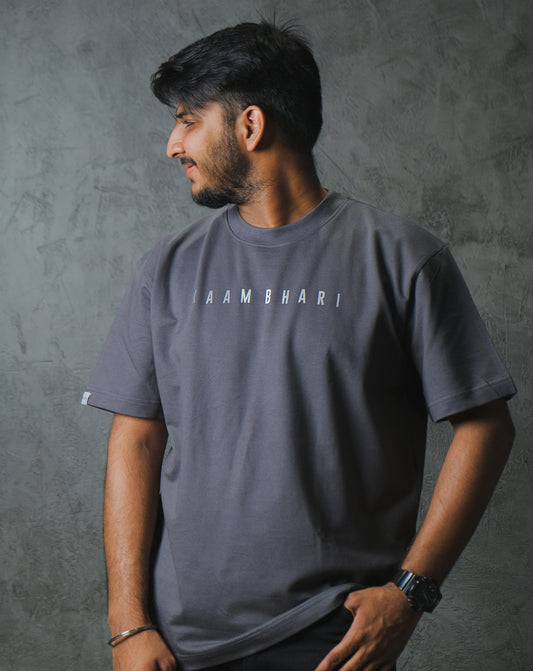 Kaam Bhari Reflective Solid | 250 GSM | Grey | Oversize