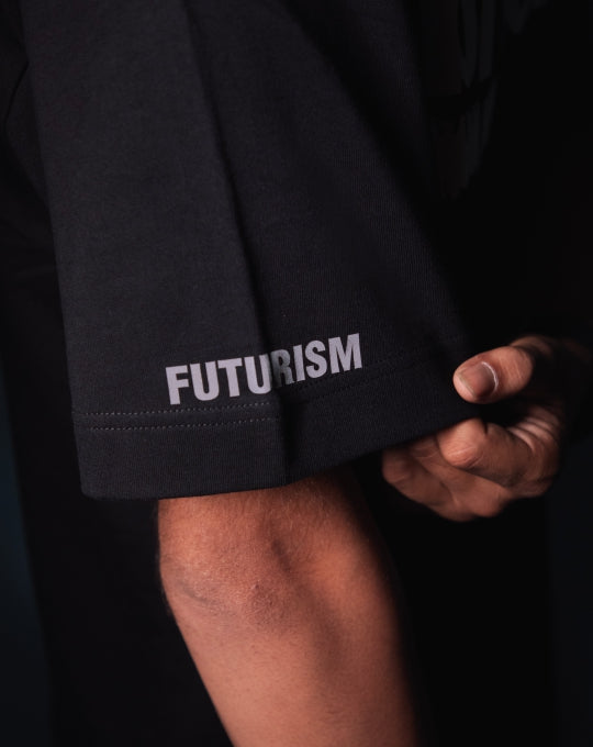B a RAVE | Over Sized T-Shirt |Puff Print | Black | Futurism