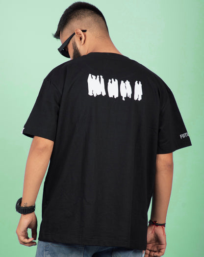 B a RAVE | Over Sized T-Shirt |Puff Print | Black | Futurism