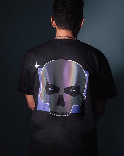SKILL | Over Sized T-Shirt | Reflective | Black | Futurism