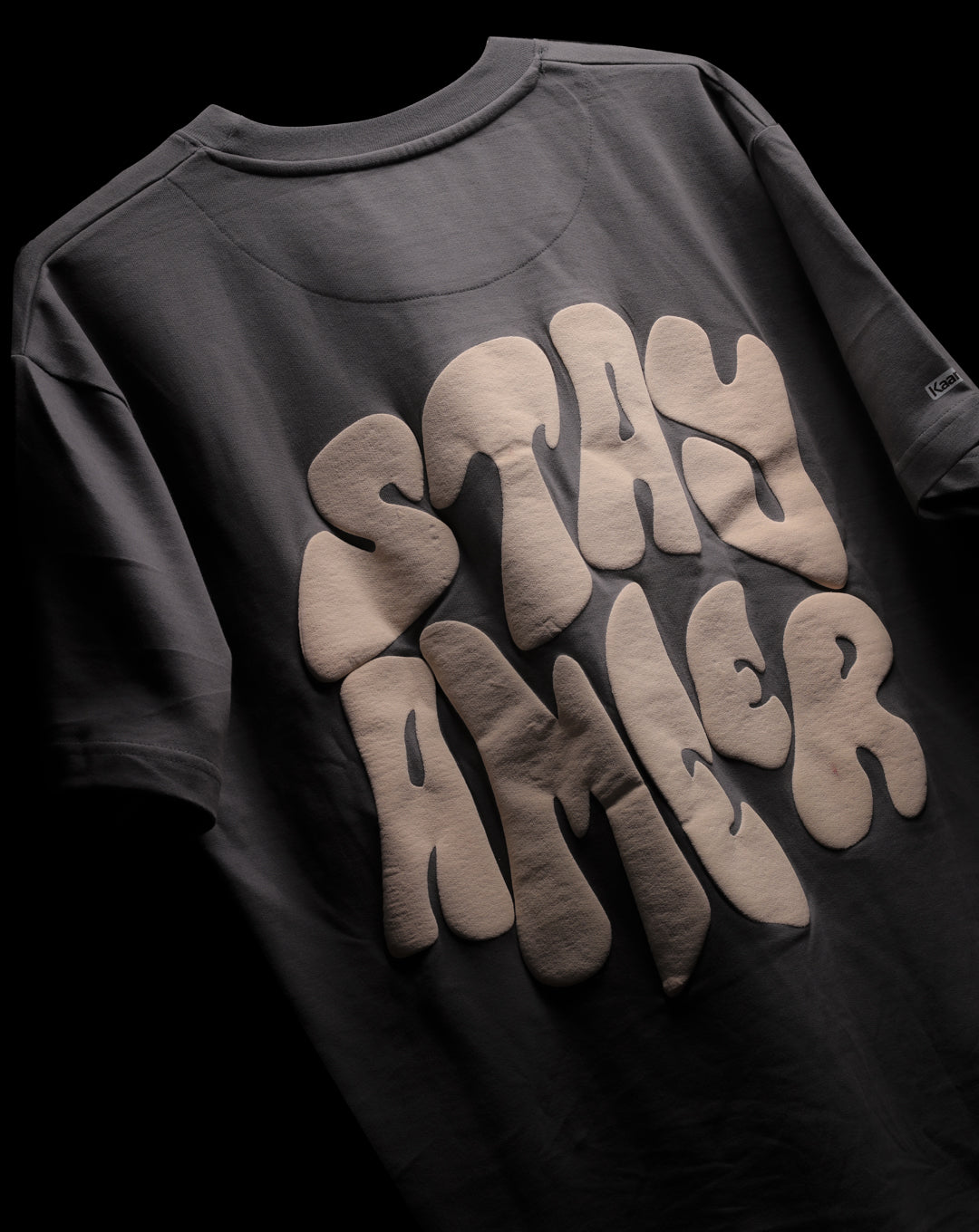 STAY AMEER MARSHMELLOW & GREY TSHIRT WITH POCKET COTTON UNISEX T-SHIRT (PUFF PRINT)