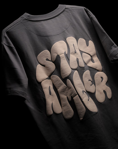STAY AMEER MARSHMELLOW & GREY TSHIRT WITH POCKET COTTON UNISEX T-SHIRT (PUFF PRINT)