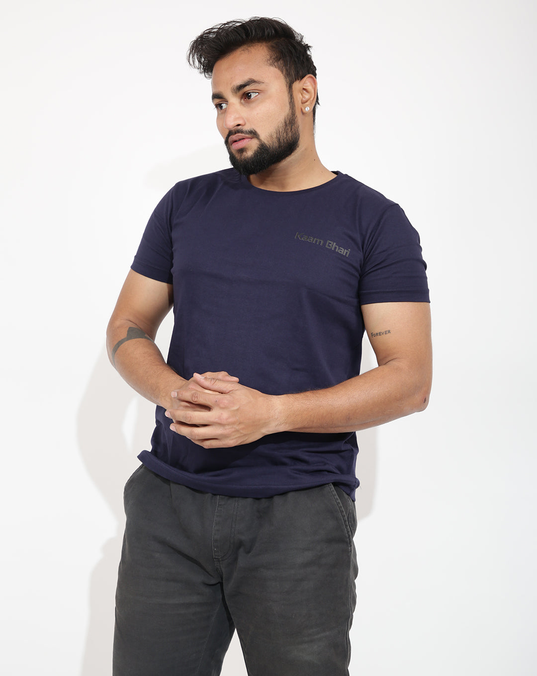 SOLID NAVY BLUE REGULAR FIT T-SHIRT