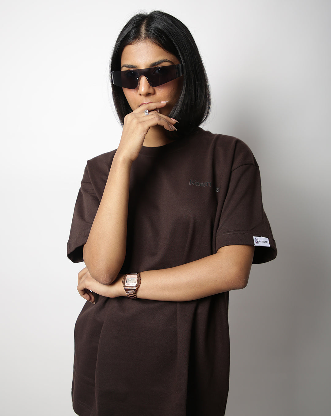 SOLID 250 GSM BROWN OVERSIZE TSHIRT