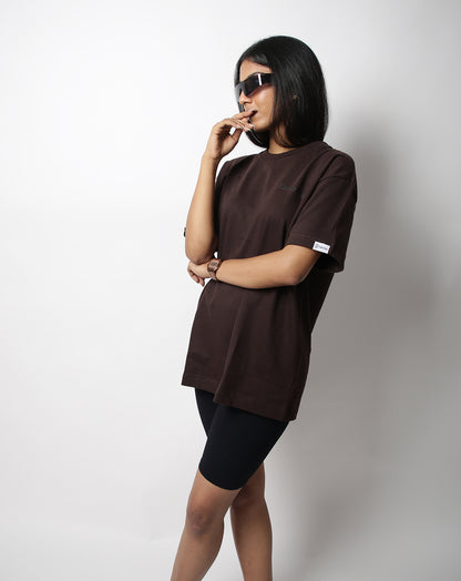 SOLID 250 GSM BROWN OVERSIZE TSHIRT