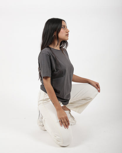 SOLID GREY REGULAR FIT TSHIRT