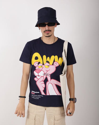 AWW (Unisex Round neck NAVY BLUE  regular T-shirt)