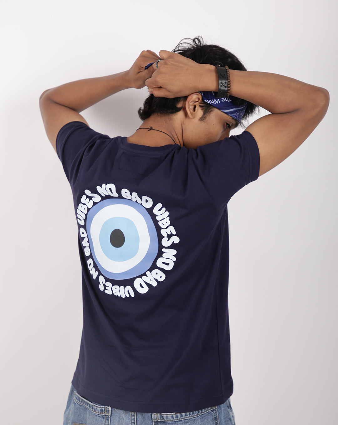 No Bad Vibes (Unisex Round neck NAVY BLUE  regular T-shirt)
