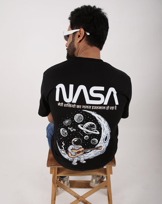NASA BLACK OVERSIZE UNISEX TSHIRT COTTON