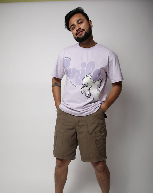 SMILE LAVENDER OVERSIZE UNISEX TSHIRT COTTON