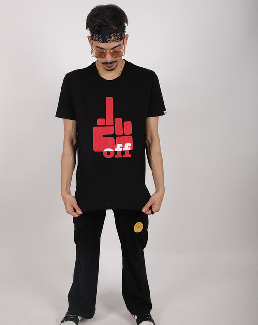 FUCK OFF (Unisex Round neck BLACK regular T-shirt)