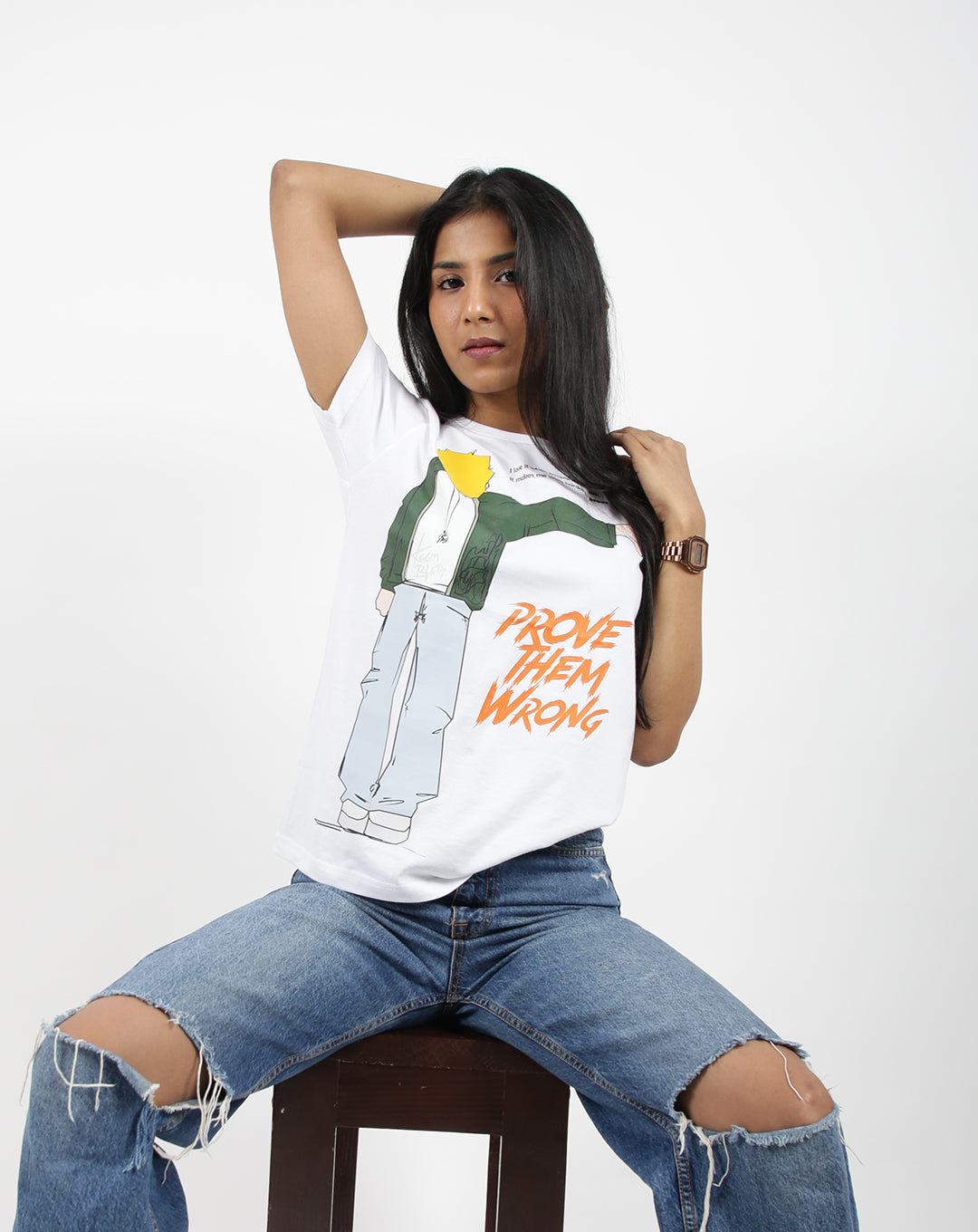 Prove Them Wrong (Unisex Round neck WHITE regular T-shirt)