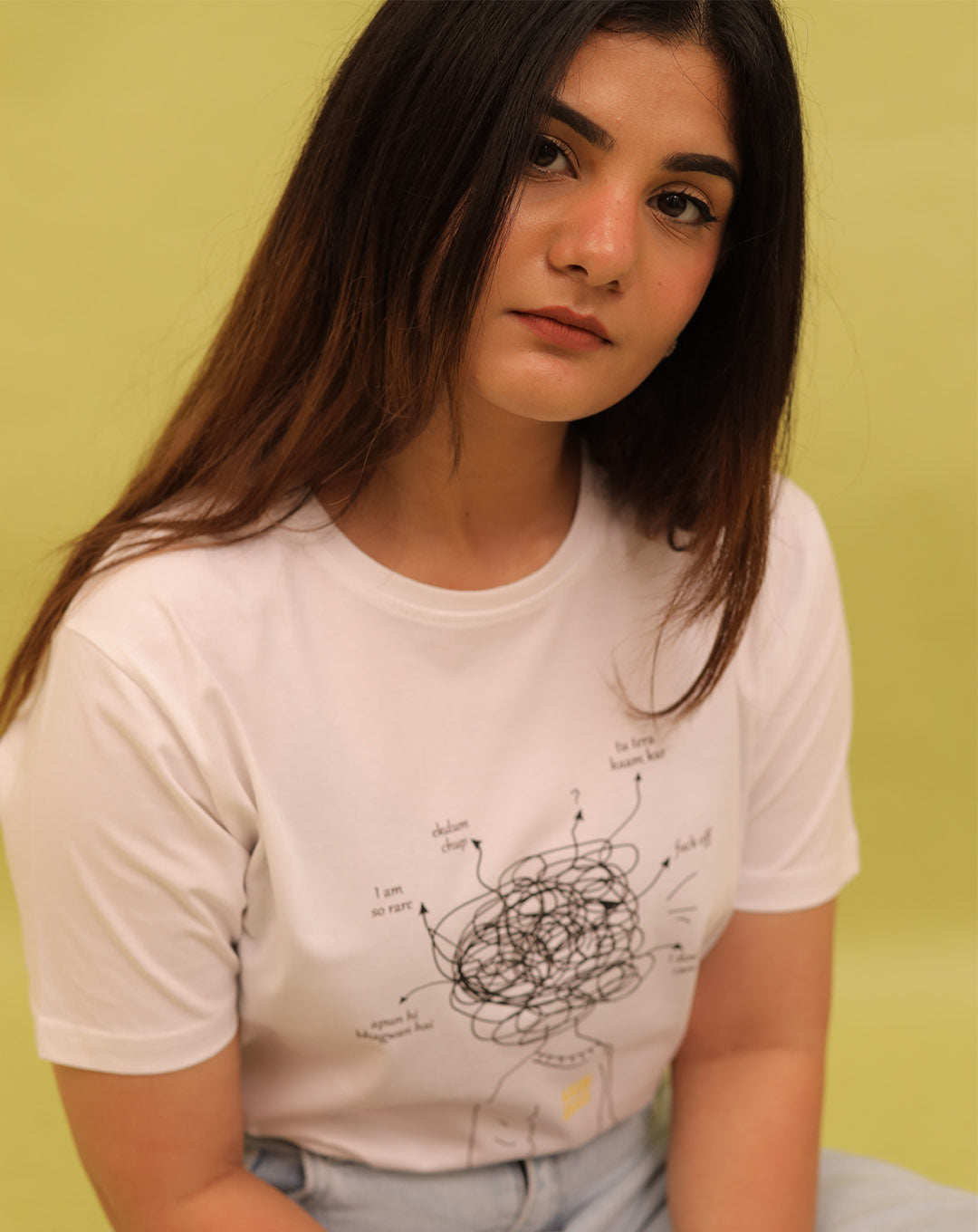 Human mind (Unisex Round neck white regular T-shirt)