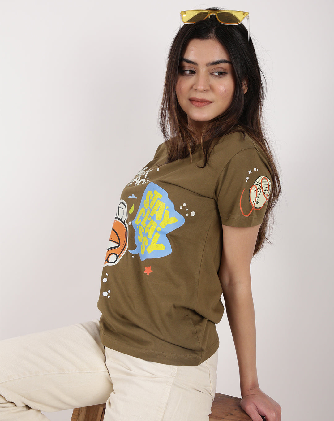 Stay Classy (Unisex Round Neck OLIVE GREEN STREETWEAR T-shirt)