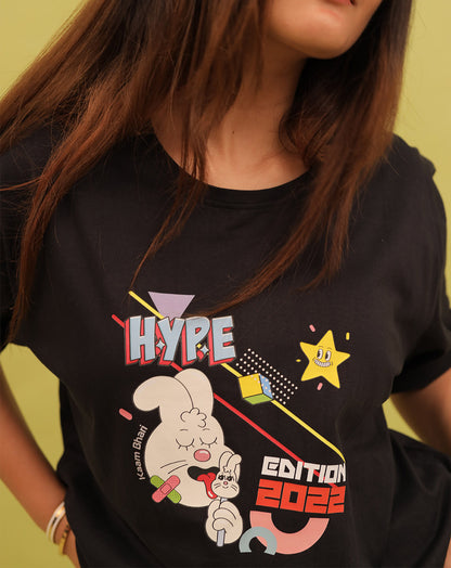 HYPE  (Unisex Round neck BLACK regular T-shirt)