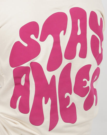 STAY AMEER MARSHMELLOW & GREY TSHIRT WITH POCKET COTTON UNISEX T-SHIRT (PUFF PRINT)