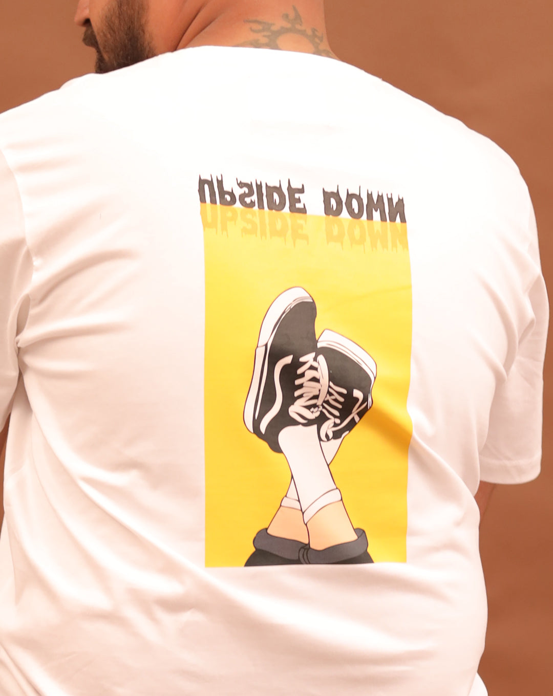 Upside Down (Unisex Round neck WHITE regular T-shirt)