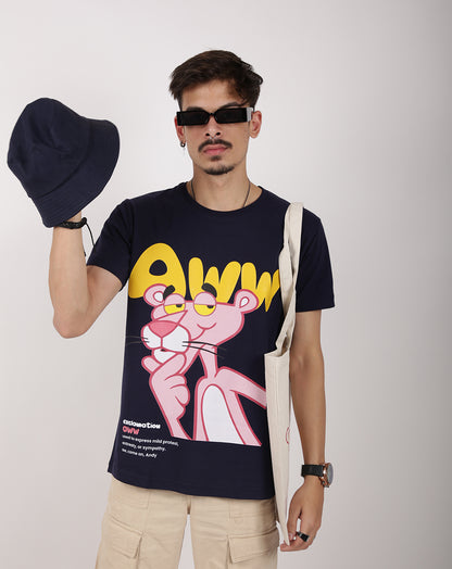 AWW (Unisex Round neck NAVY BLUE  regular T-shirt)