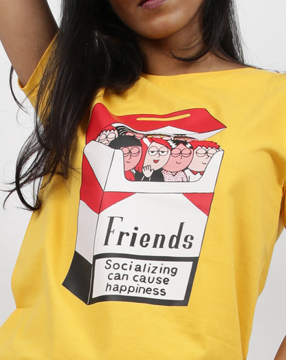 Social Friends (Unisex Round neck YELLOW regular T-shirt)